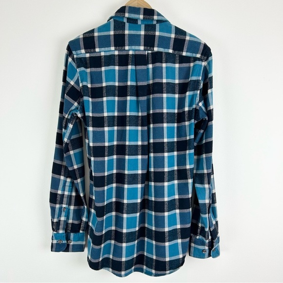 American Apparel Blue Plaid Cotton Flannel Men's‎ Button Down Shirt - Picture 3 of 7